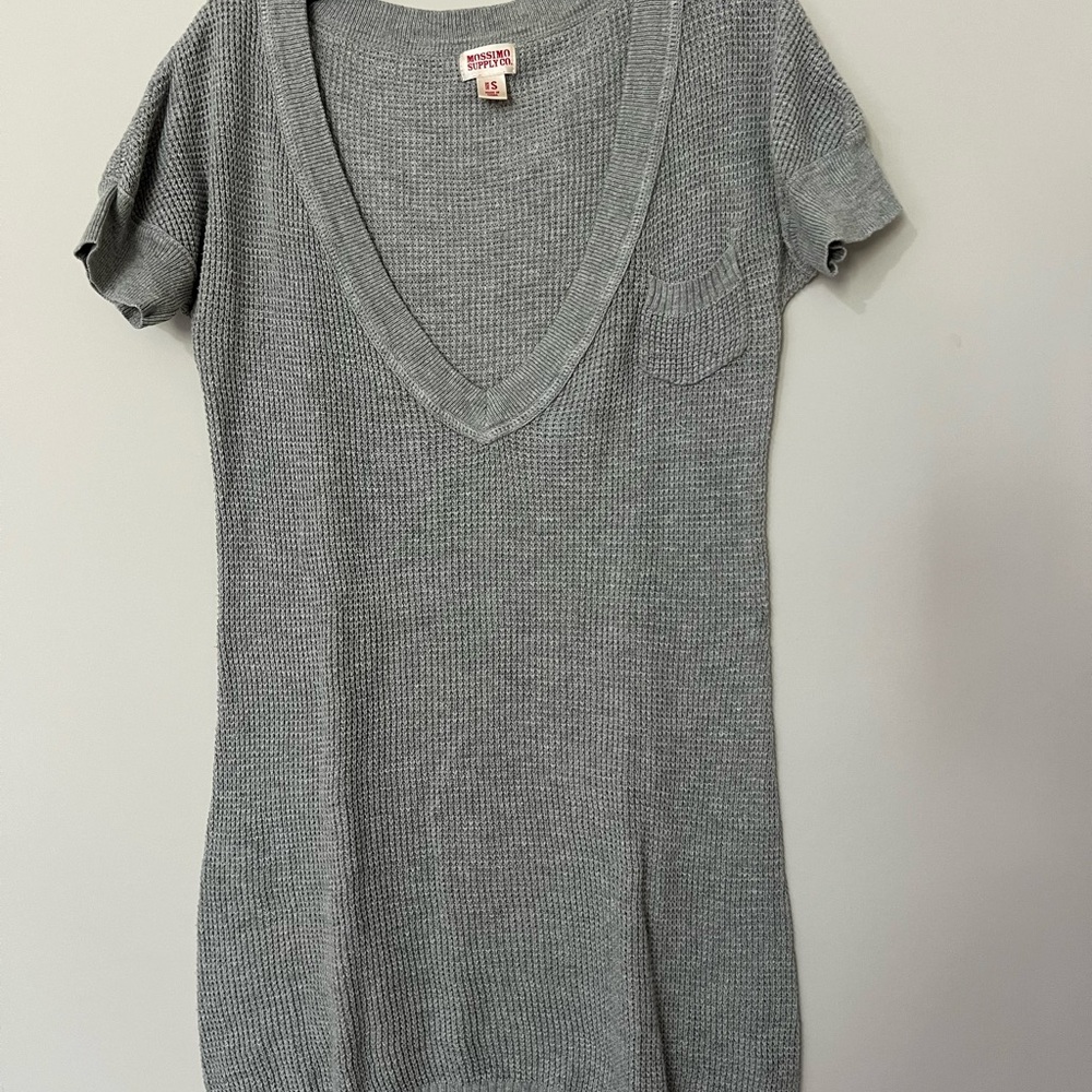 Mossimo Supply Co Heather Gray Knit V-Neck dress